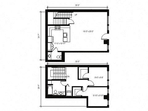 Stack House Apartments in Seattle, Washington 2x1.5 Townhome Floor Plan